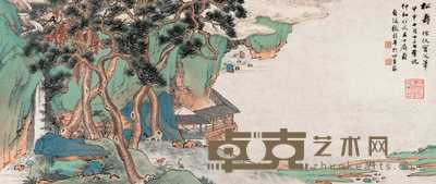 张谷年 1944年作 松寿 立轴 28.5×67.5cm
